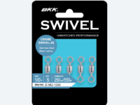 Package of BKK Swivel Crane swivels: five stainless steel swivels on a black/blue card with 'UNMATCHED PERFORMANCE' label.